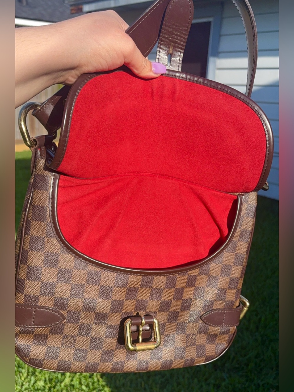 Louis Vuitton Brown Checkered Shoulder Bag with Gold Hardware - Picture 4 of 8
